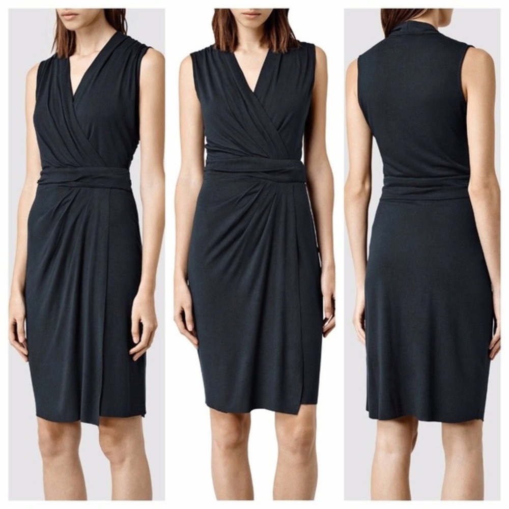 All Saints Women’s Novi Wrap Dress Petrol Size 4
